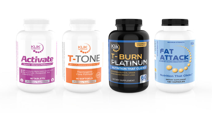 Women's Active Multi, T Burn Platinum, T Tone, Fat Attack Combo - Klik Nutrition